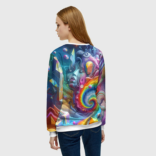 Женский свитшот Абстрактное граффити с лицом девушки / 3D-Белый – фото 4