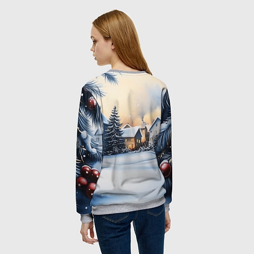 Женский свитшот Зимний снежный двор / 3D-Меланж – фото 4