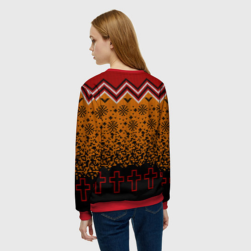 Женский свитшот Metallica christmas ugly sweater / 3D-Красный – фото 4