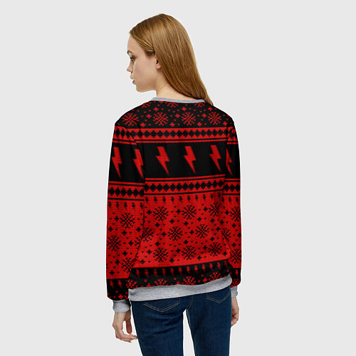 Женский свитшот ACDC christmas sweater / 3D-Меланж – фото 4