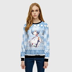 Свитшот женский Rei christmas sweater Evangelion, цвет: 3D-черный — фото 2