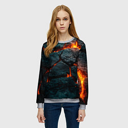 Свитшот женский Скала и лава, цвет: 3D-меланж — фото 2