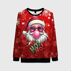 Женский свитшот Санта в розовых очках и жвачкой