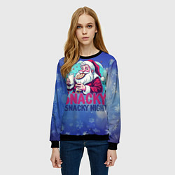 Свитшот женский Санта ест печенье с молоком, цвет: 3D-черный — фото 2