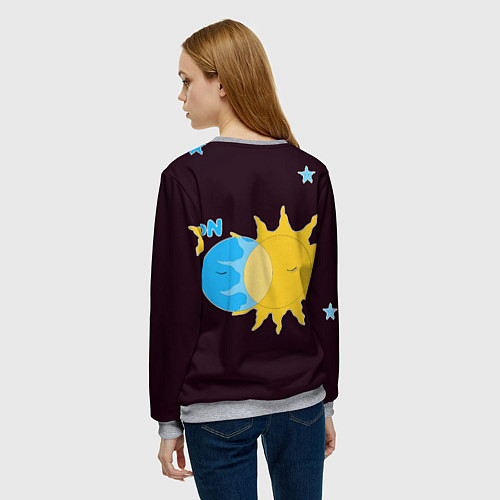 Женский свитшот Солнце и луна космос / 3D-Меланж – фото 4