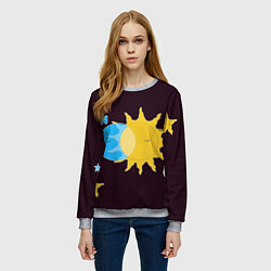 Свитшот женский Солнце и луна космос, цвет: 3D-меланж — фото 2