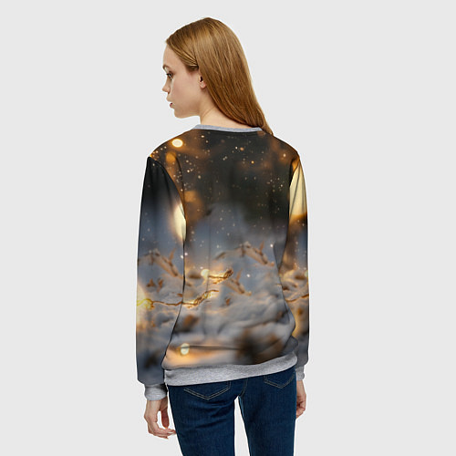 Женский свитшот Лисичка и огоньки / 3D-Меланж – фото 4