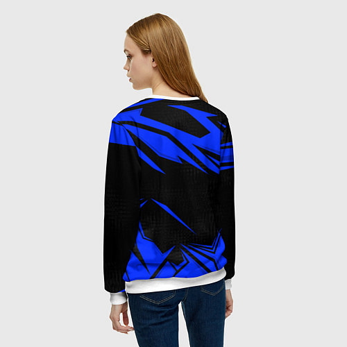 Женский свитшот Блюлок - синяя абстракция / 3D-Белый – фото 4