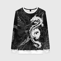 Свитшот женский Белый трайбл дракон, цвет: 3D-белый