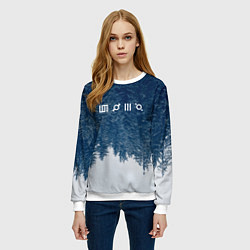 Свитшот женский 30 Seconds to Mars - Перевернутый лес, цвет: 3D-белый — фото 2