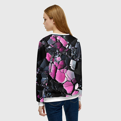Женский свитшот Чёрно-розовый камень / 3D-Белый – фото 4