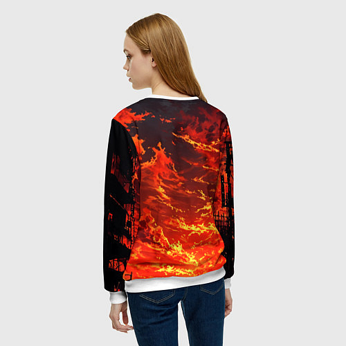 Женский свитшот Багровый огненный закат / 3D-Белый – фото 4
