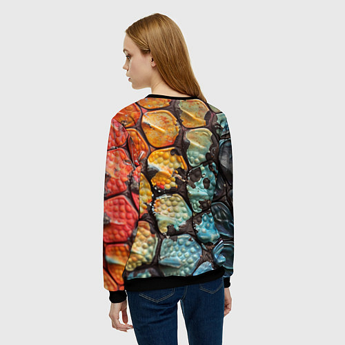 Женский свитшот Змеиные чешуйки / 3D-Черный – фото 4