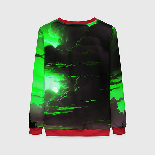 Женский свитшот Кислотный зелёный закат / 3D-Красный – фото 2