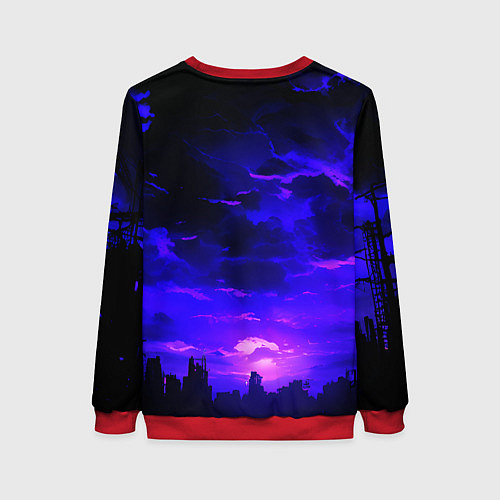 Женский свитшот Фиолетовый апокалиптический закат / 3D-Красный – фото 2