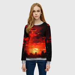 Свитшот женский Багровый апокалиптический закат, цвет: 3D-меланж — фото 2