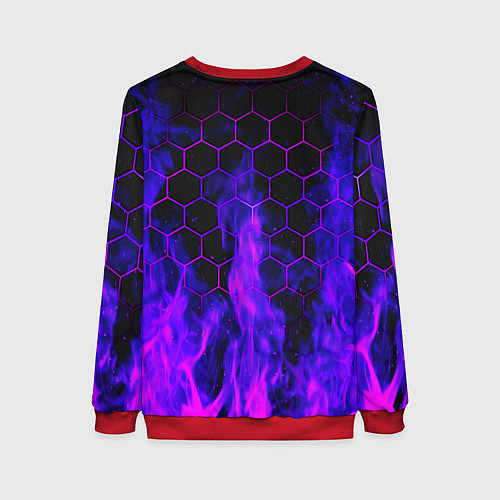 Женский свитшот Неоновый огонь и соты / 3D-Красный – фото 2