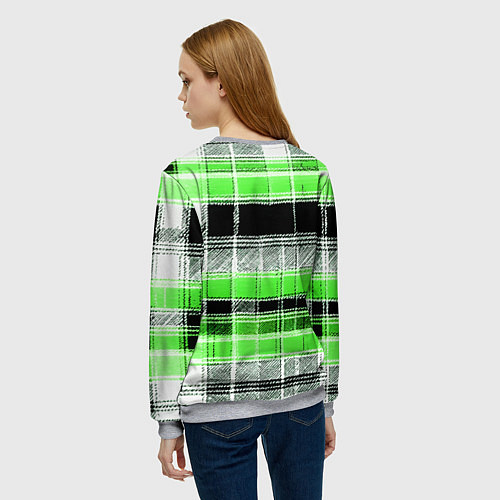 Женский свитшот Белые полосы на чёрно-зелёном фоне / 3D-Меланж – фото 4