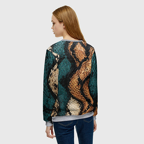 Женский свитшот Кожа в змеином стиле / 3D-Меланж – фото 4