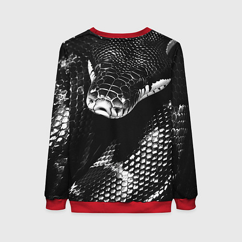 Женский свитшот Черно-белая змея / 3D-Красный – фото 2