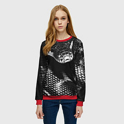 Свитшот женский Черно-белая змея, цвет: 3D-красный — фото 2