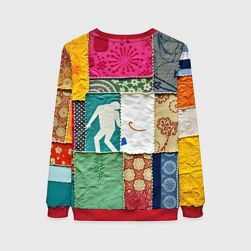 Женский свитшот Пэчворк с человечком / 3D-Красный – фото 2