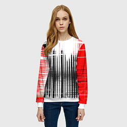 Свитшот женский Красно-чёрный гранж на белом фоне, цвет: 3D-белый — фото 2