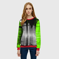 Свитшот женский Зелёно-чёрный гранж на белом фоне, цвет: 3D-красный — фото 2
