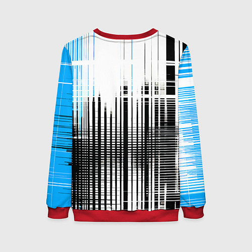 Женский свитшот Сине-чёрный гранж на белом фоне / 3D-Красный – фото 2