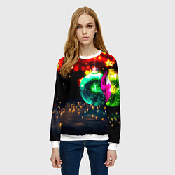 Свитшот женский Новогоднее свечение игрушек, цвет: 3D-белый — фото 2
