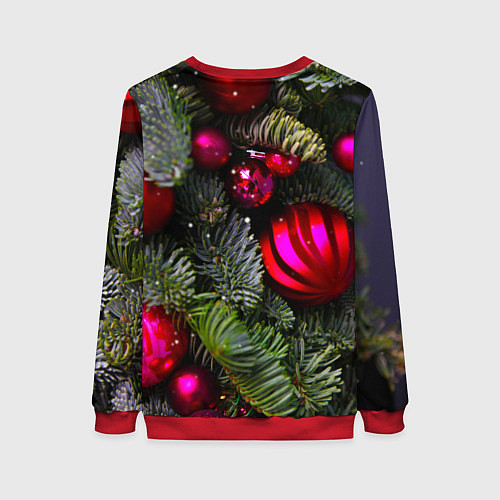 Женский свитшот Новогоднее украшение ёлки / 3D-Красный – фото 2
