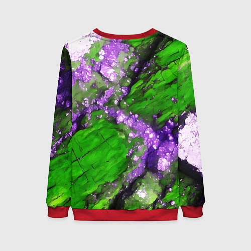 Женский свитшот Фиолетовый минерал в зелёном камне / 3D-Красный – фото 2