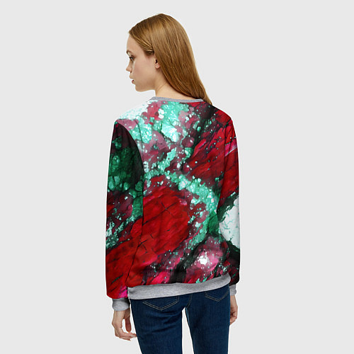 Женский свитшот Голубой минерал в красном камне / 3D-Меланж – фото 4