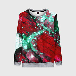 Свитшот женский Голубой минерал в красном камне, цвет: 3D-меланж