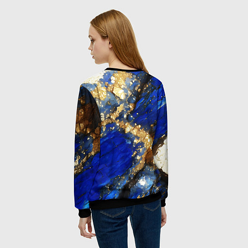 Женский свитшот Золотой минерал в синем камне / 3D-Черный – фото 4