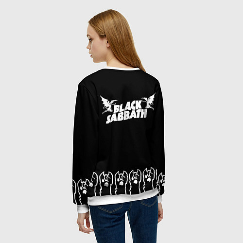 Женский свитшот Black Sabbath: cat rock / 3D-Белый – фото 4