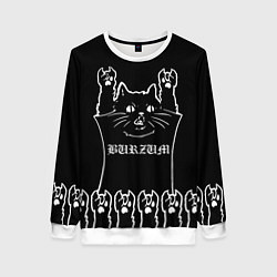 Свитшот женский Burzum: cat rock, цвет: 3D-белый
