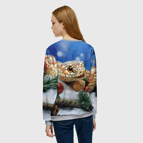 Женский свитшот Змея и ветки елки / 3D-Меланж – фото 4