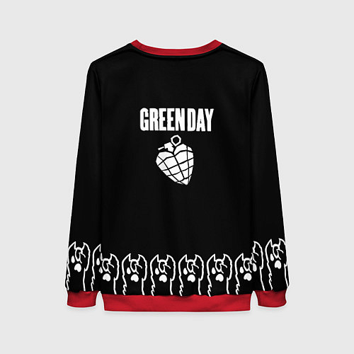 Женский свитшот Green Day: cat rock / 3D-Красный – фото 2