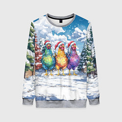 Женский свитшот Новогодние петухи
