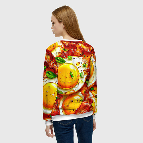 Женский свитшот Яичница с беконом / 3D-Белый – фото 4