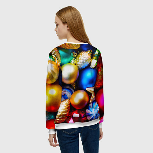 Женский свитшот Новогодние украшения / 3D-Белый – фото 4