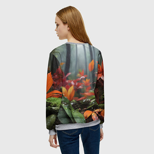 Женский свитшот Кролик в дождливом лесу / 3D-Меланж – фото 4
