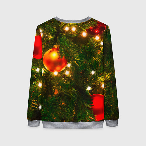 Женский свитшот Новогодние украшения на ёлке / 3D-Меланж – фото 2