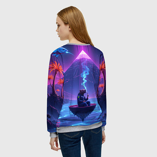 Женский свитшот Капибара в лодке / 3D-Меланж – фото 4