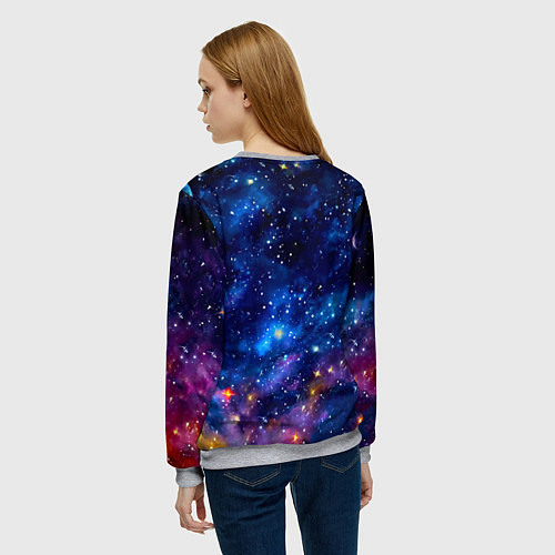 Женский свитшот Рыжий котик в космосе / 3D-Меланж – фото 4