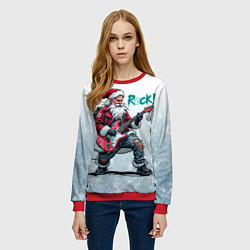 Свитшот женский Санта с гитарой, цвет: 3D-красный — фото 2