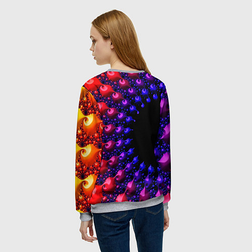 Женский свитшот Неоновая абстракция фрактал / 3D-Меланж – фото 4