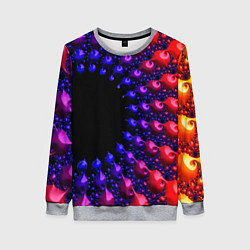 Свитшот женский Неоновая абстракция фрактал, цвет: 3D-меланж