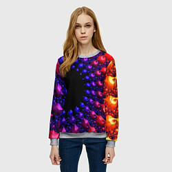 Свитшот женский Неоновая абстракция фрактал, цвет: 3D-меланж — фото 2